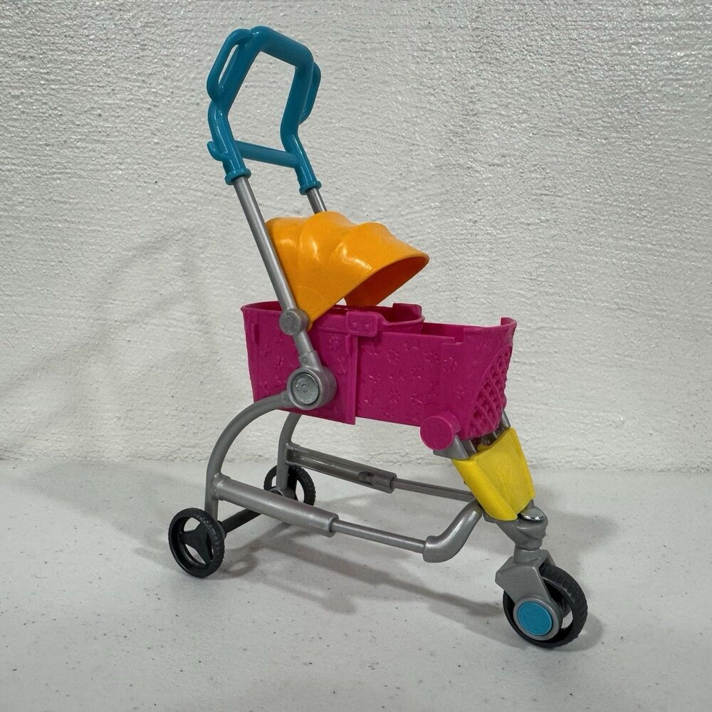 Barbie Stroll 'N Play Pups Pet Dog Stroller Pink Orange Expandable Toy GHV93